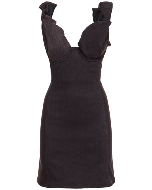 Y / Project Denim Ruffle Sleeveless Mini Dress