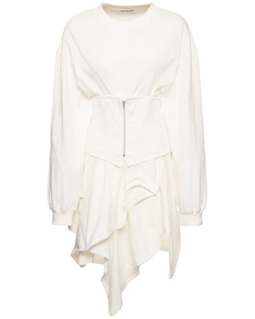 Acne Studios Asymmetric Cotton Blend Dress W Corset