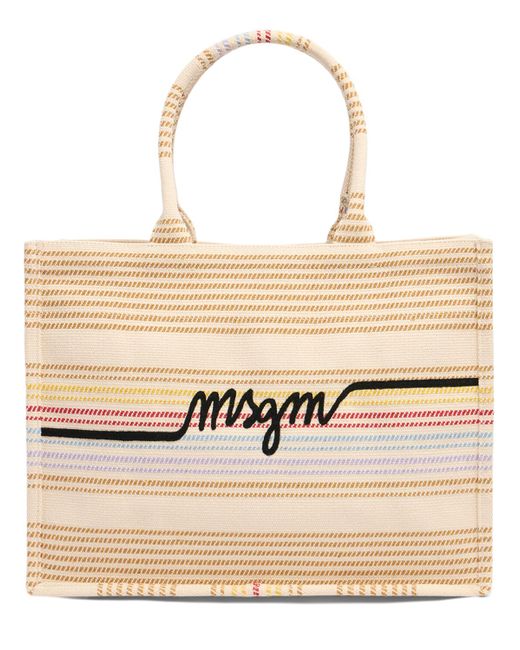 Msgm Medium Canvas Tote Bag