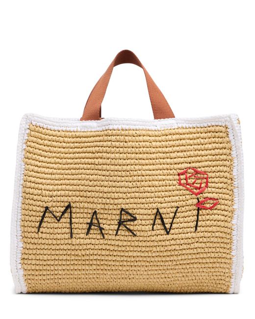 Marni Medium Raffia Effect Shopping Bag