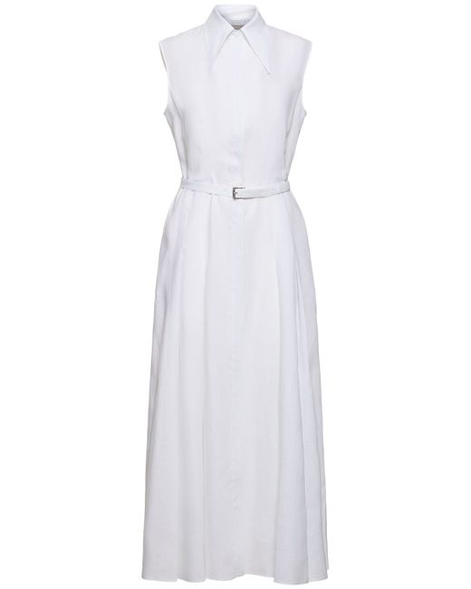 Gabriela Hearst Durand Sleeveless Long Linen Shirt Dress