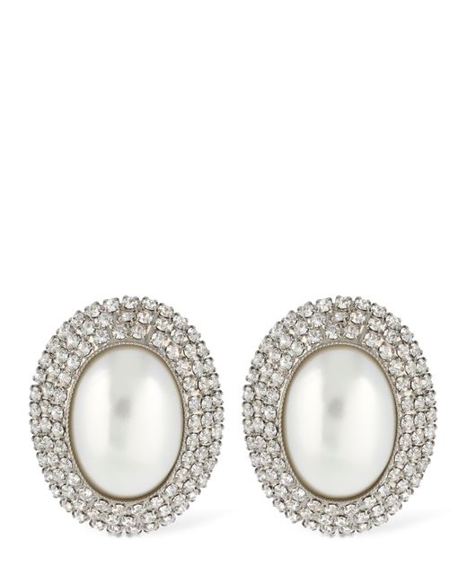 Alessandra Rich Oval Faux Pearl Earrings
