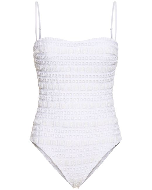 Ermanno Scervino Embroidered Sequined One Piece Swimsuit