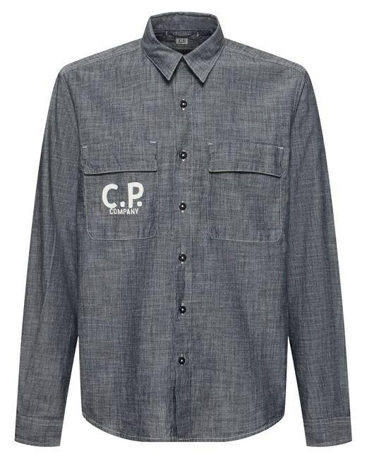 CP Company Chambray Long Sleeved Logo Shirt