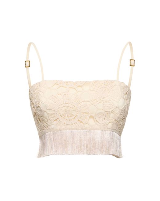 Patbo Crochet Fringed Cropped Top