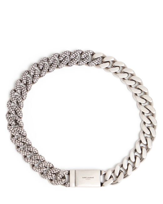 Saint Laurent Embellished Curb Chain Short Necklace
