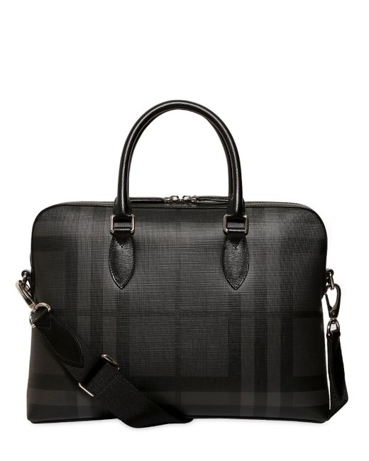Burberry CHECK FAUX LEATHER BRIEFCASE