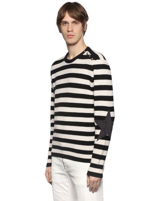 Just Cavalli STRIPED WOOL SWEATER W STAR PATCHES