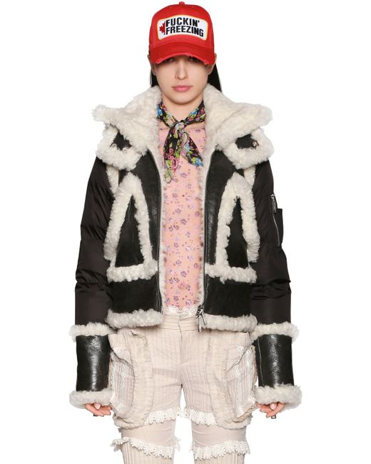 Dsquared2 NYLON SHEARLING LEATHER DOWN JACKET