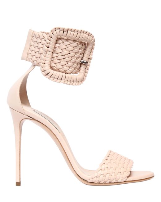 Casadei 100MM BUCKLED WOVEN LEATHER SANDALS