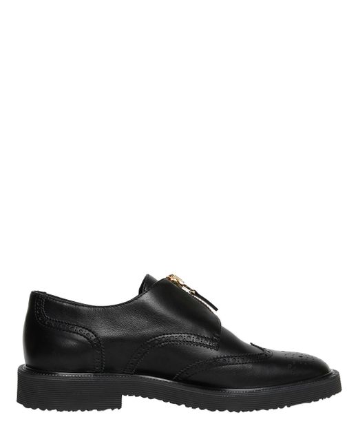 Giuseppe Zanotti Design ZIP-UP WING TIP BROGUE LEATHER SHOES