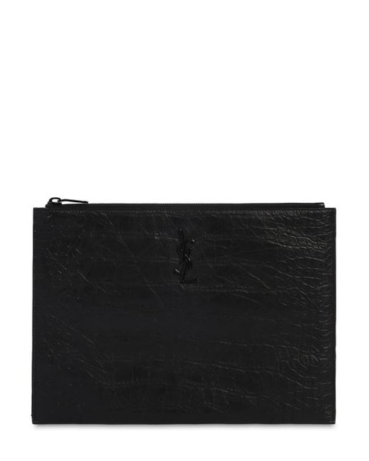 Saint Laurent EMBOSSED LEATHER POUCH