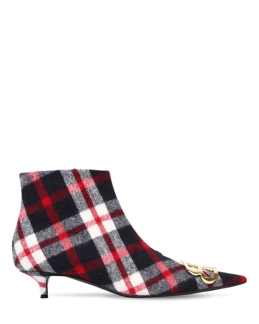 Balenciaga 40MM BB CHECKED FLANNEL ANKLE BOOTS