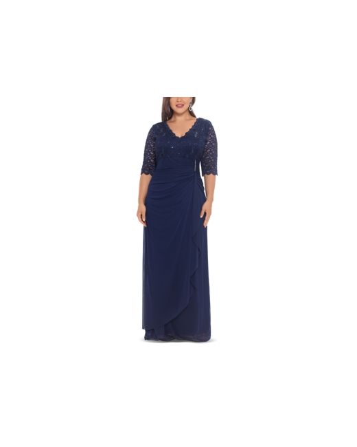 Betsy & Adam B A by Plus V-Neck Gown