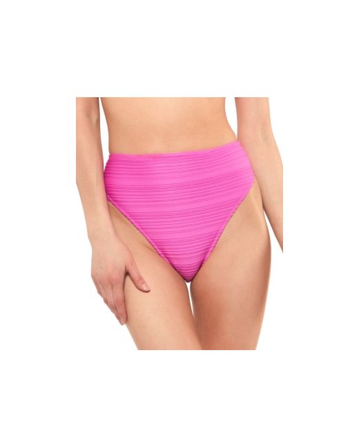 Jessica Simpson Ribbed High-Waist Bikini Bottoms Swimsuit