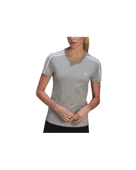 Adidas Essentials Cotton 3 Stripe T-Shirt