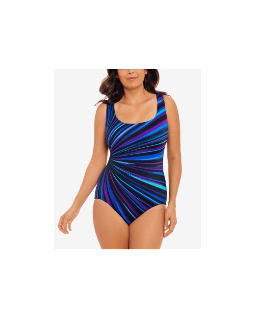 Swim Solutions Tummy-Control Striped One-Piece Swimsuit Created for Macys