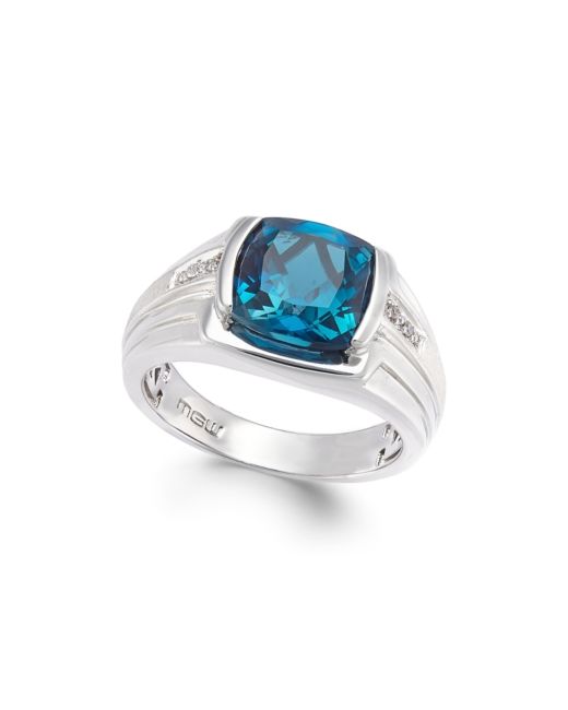 Macy's Blue Topaz 5 ct. t.w. and Diamond Accent Ring in Sterling
