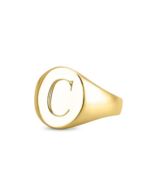 Sarah Chloe Initial Signet Ring in 14K Gold-Plated Sterling