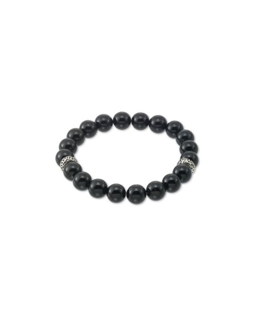 Legacy For Men By Simone I. Legacy for by Simone I. Smith Onyx 10mm Beaded Stretch Bracelet in Stainless Steel