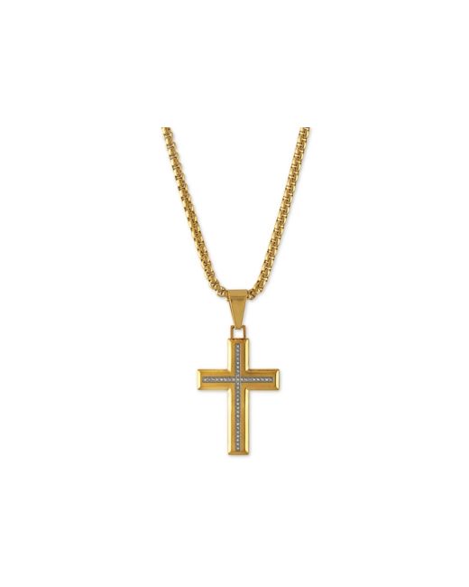 Esquire Men's Jewelry Diamond Cross Pendant Necklace 1/6 ct. t.w. in Stainless Steel Created for Macys