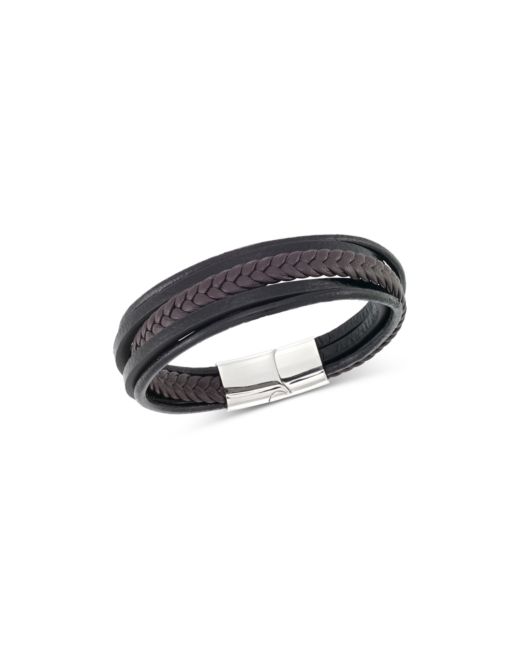 Legacy For Men By Simone I. Legacy for by Simone I. Smith Brown Multi-Row Leather Bracelet in Stainless Steel