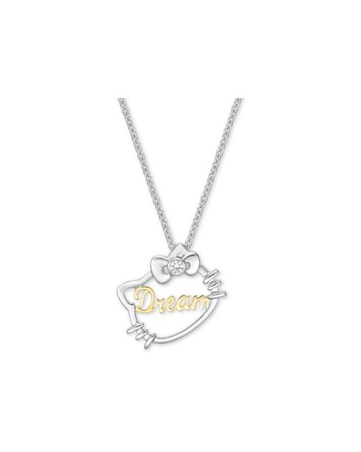 Chow Tai Fook Diamond Accent Hello Kitty Dream 18 Pendant Necklace in 18k Gold White
