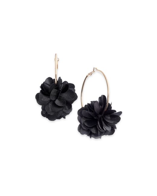 INC International Concepts Inc Fabric Flower Hoop Earrings Created for Macys