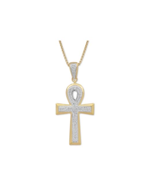 Macy's Diamond Ankh 22 Pendant Necklace 1/2 ct. t.w. in 18k Gold-Plated Sterling Silver
