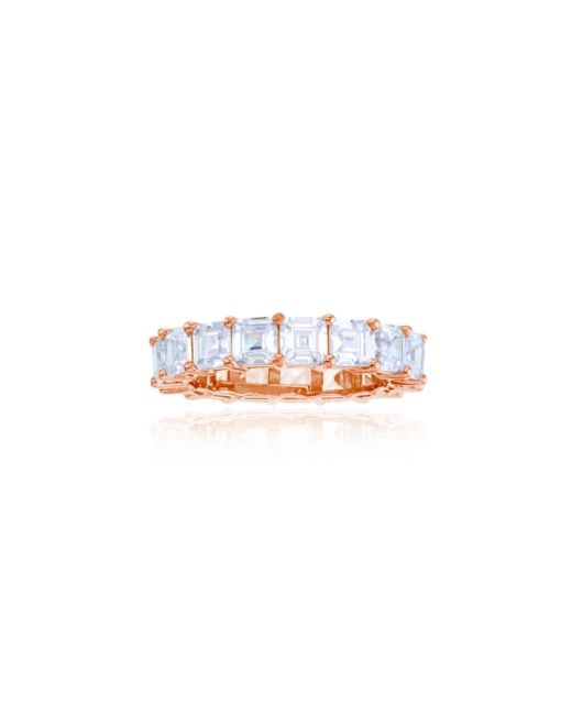 Macy's White Cubic Zirconia Eternity Band 14k Rose Gold Plated Sterling
