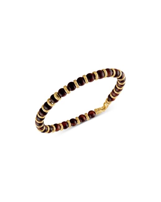 Esquire Men's Jewelry Red Tiger Eye Bead Bracelet in 14k Gold-Plated Sterling Silver Created for Macys