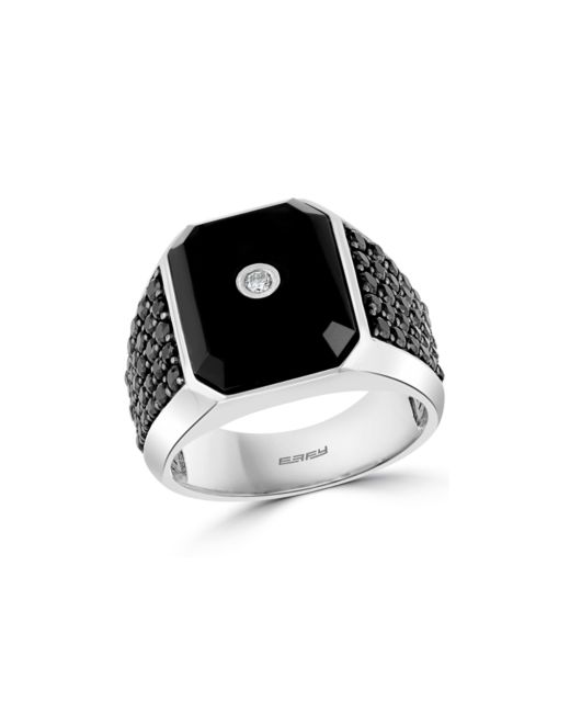 Effy Collection Effy Onyx Spinel Diamond 1/20 ct. t.w. Ring in Sterling Silver