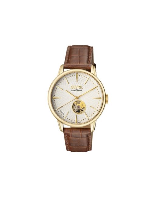 Gevril Mulberry Swiss Automatic Leather Strap Watch 42mm