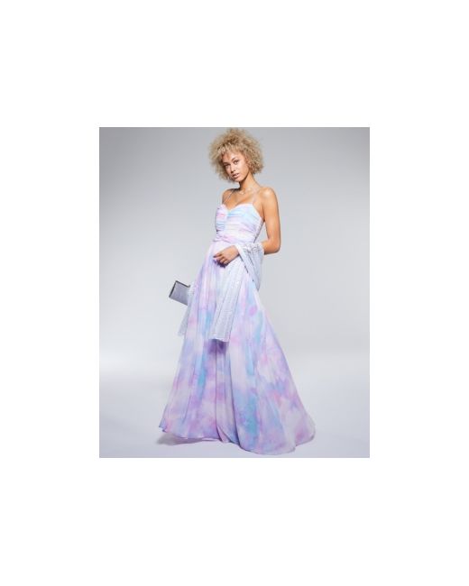 Trixxi Juniors Embellished-Strap Tie-Dyed Gown