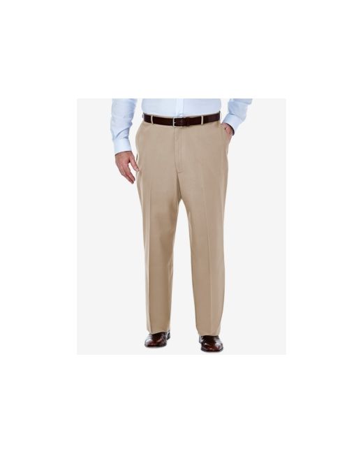 Haggar Big Tall Premium No Iron Khaki Classic Fit Flat Front Hidden Expandable Waistband Pants