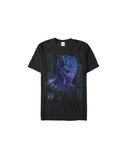 Marvel Panther Neon Line Art Short Sleeve T-Shirt