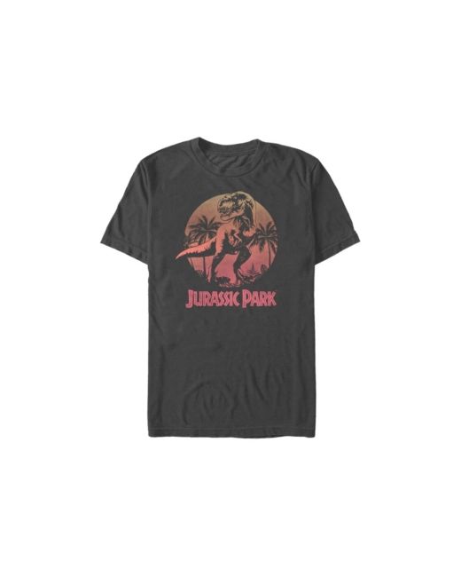 Jurassic Park Retro T-Rex Sunset Logo Short Sleeve T-Shirt