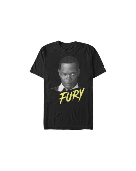 Marvel Captain Nick Fury Big Face Portrait Short Sleeve T-shirt
