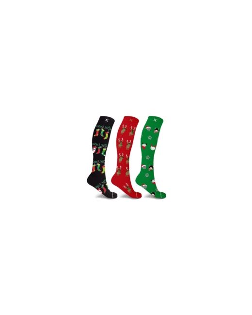 Extreme Fit and Holiday Fun Knee High Compression Socks 3 Pairs