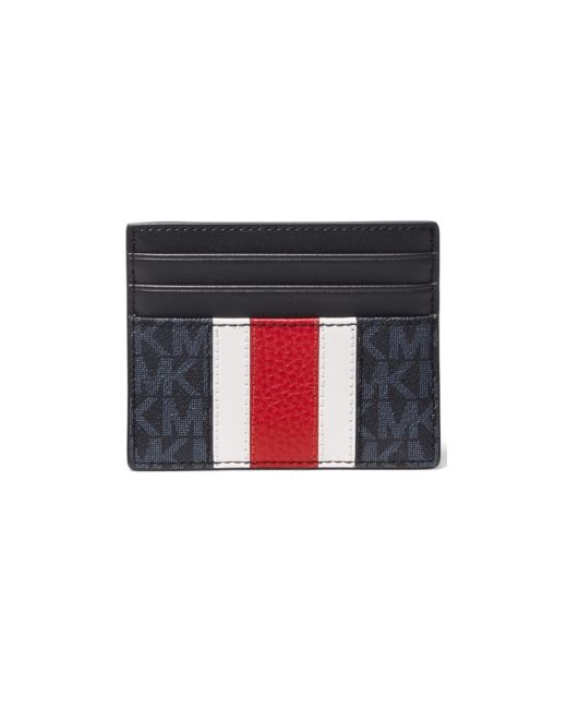 Michael Kors Faux-Leather Tall Varsity Stripe Card Case