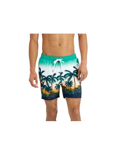 INC International Concepts Inc Regular-Fit Quick-Dry Sunset Palm Tree-Print 5 Swim Trunks Created for Macys