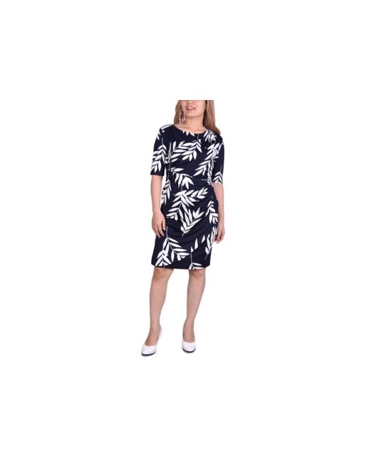 Ny Collection Petite Ruched Faux-Wrap Dress