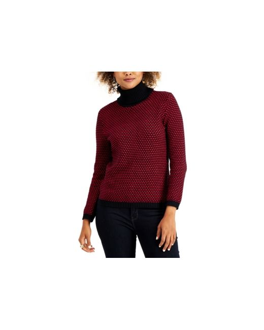 Karen Scott Cotton Textured Turtleneck Sweater Created for Macys