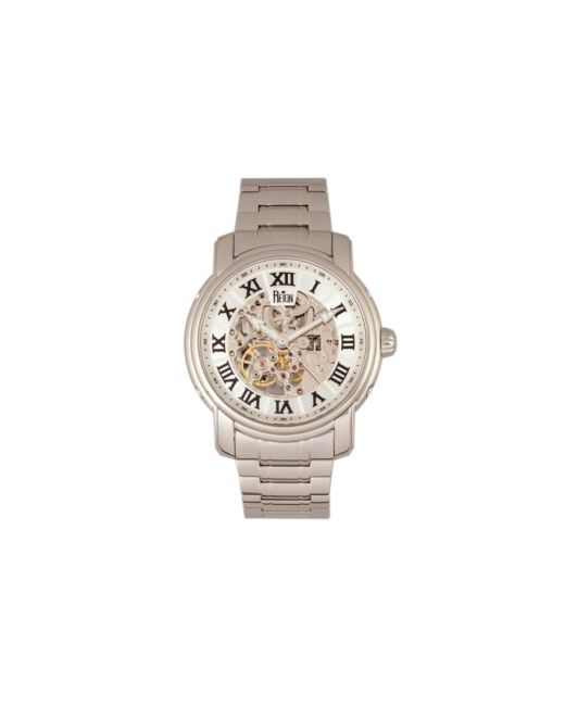 Reign Kahn Automatic White Dial Skeleton Stainless Steel Watch 45mm