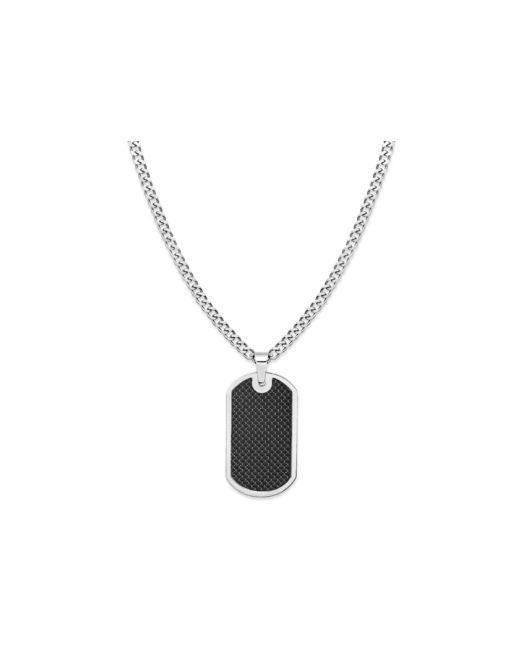 Sutton By Rhona Sutton Sutton Stainless Steel and Carbon Fiber Dog Tag Necklace