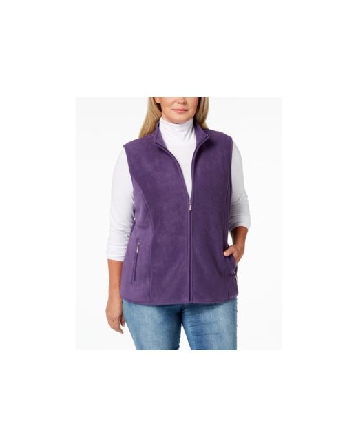 Karen Scott Plus Fleece Zip-Front Vest Created for
