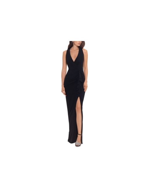 Betsy & Adam Petite Front-Slit Evening Gown