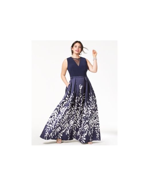 Morgan & Company Trendy Plus Printed A-Line Gown