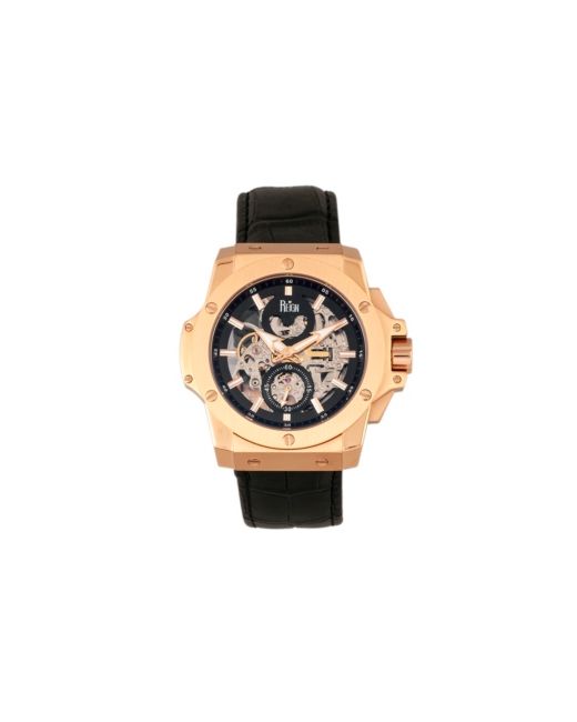 Reign Commodus Automatic Dial Rose Gold Case Genuine Leather Watch 48mm