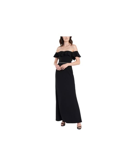 Msk Ruffled Off-The-Shoulder Gown